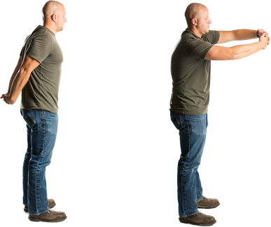 stretching chest and upper back